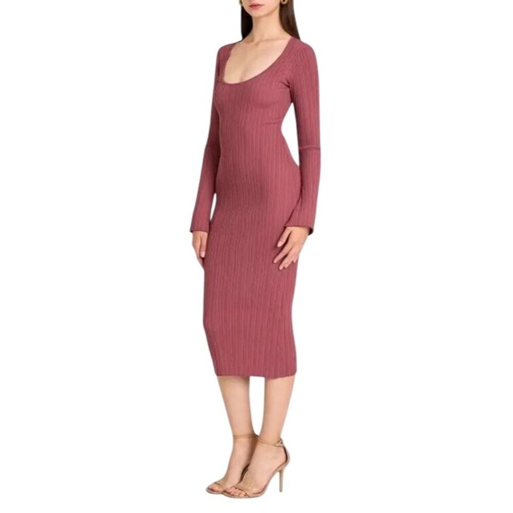 2/$30 Wayf XS Long Sleeve Ribbed Bodycon Midi Dress